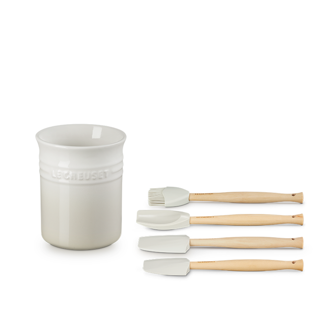 Utensil Crock with 4 Jewel Spatulas, view 3